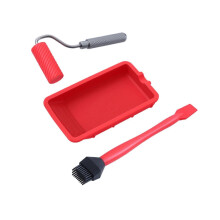 (3PCS, Red) Paint Roller Tray Kit Wall Decor Hand Tool Washable Wood Glue Applicator Kit 3PCS