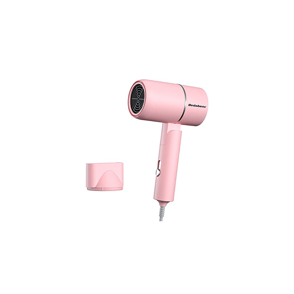 Travel Hair Dryer Foldable Compact with Carrying Bag Dual Speed Lightweight Pink 220V240V