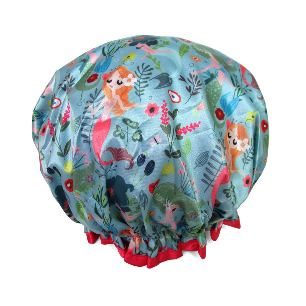 Waterproof Shower Cap for Women Long Hair with Cute Animal Print and Reusable PEVA Lining