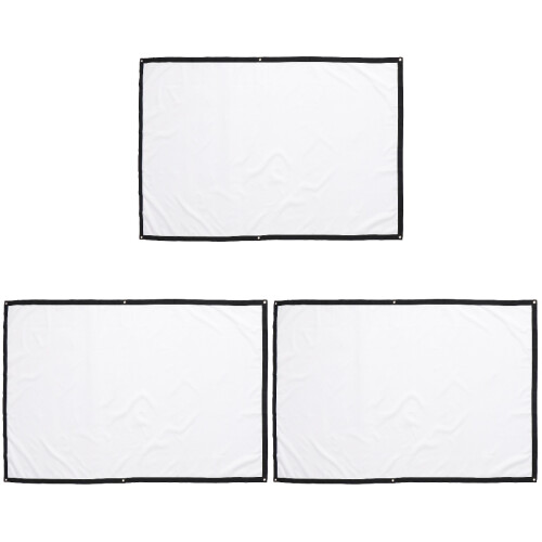 3 Pcs Portable Projection Screen Projector White Curtain 1