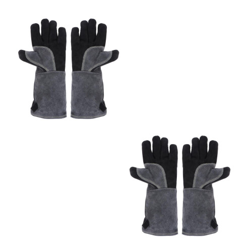 2Pairs Practical Grey Protective Gloves Industry Hand Protection Gear 2