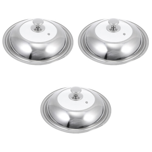 3Pcs Thickened Glass Pan Lids Anti-Scald Pot Covers for Kitchen Use 2