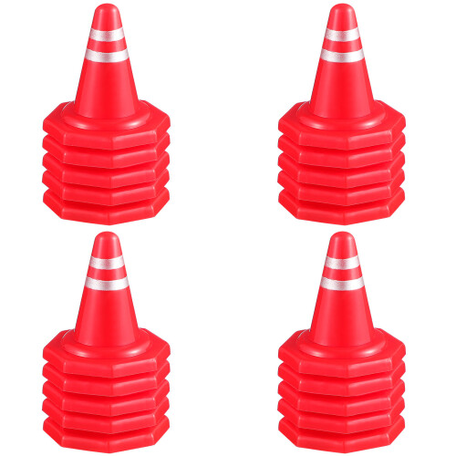 3 Count Road Signs Small Toy Construction Cones Mini Plastic Traffic