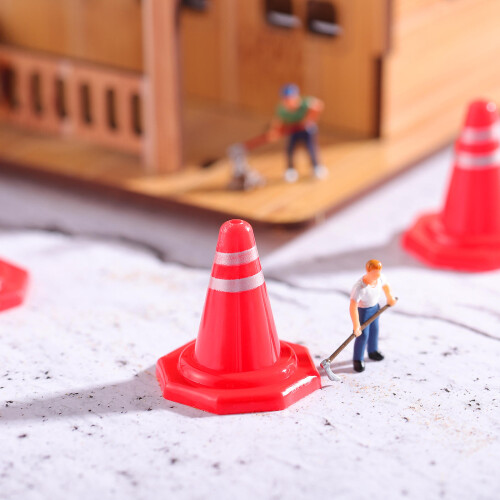 3 Count Road Signs Small Toy Construction Cones Mini Plastic Traffic 2