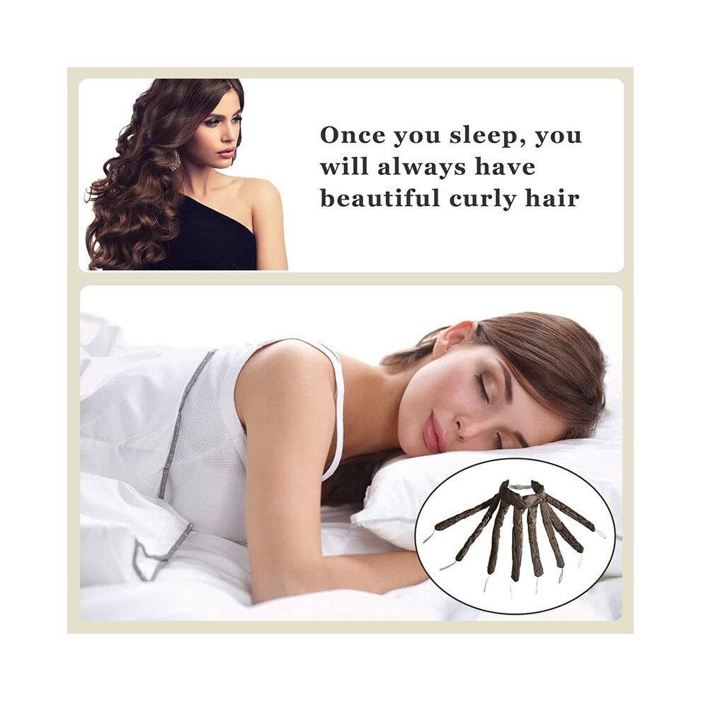 Heatless Hair Curler Headband with No Heat Curling Rod for Overnight Gentle Styling on Long Hair (Black)