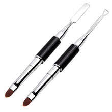 Nail Cuticle Remover Dual Ended Polygel Brush and Triangle Scraper Stainless Steel for Extensions