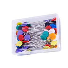100 Pcs Diy Sewing Box Colorful Flat Flower Head Straight Needle