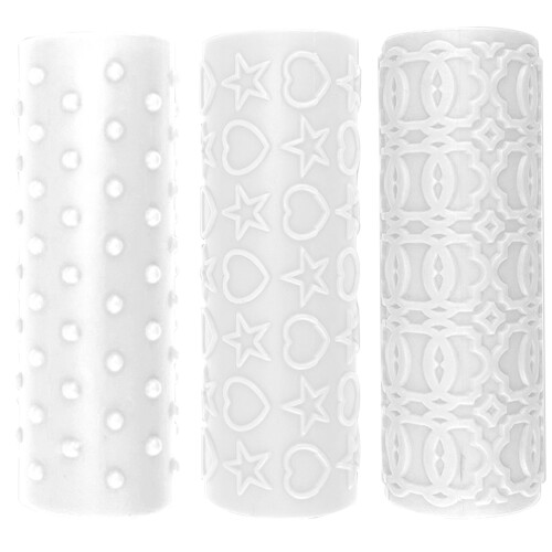 Set Of 2 Polymer Clay Texture Embossing Rolling Pin Textured Roller