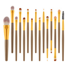 30Pcs Powder and Blush Brush Set Light Brown Bamboo Handle for Makeup