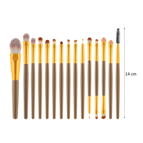 30Pcs Powder and Blush Brush Set Light Brown Bamboo Handle for Makeup 2