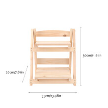 2Pcs Wooden Flower Pot Rack Light Brown Multi-Layer Plant Stand Shelf