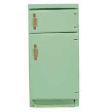 2Pcs Miniature Wooden Fridge Mini Room Fridge Light Green Ornament