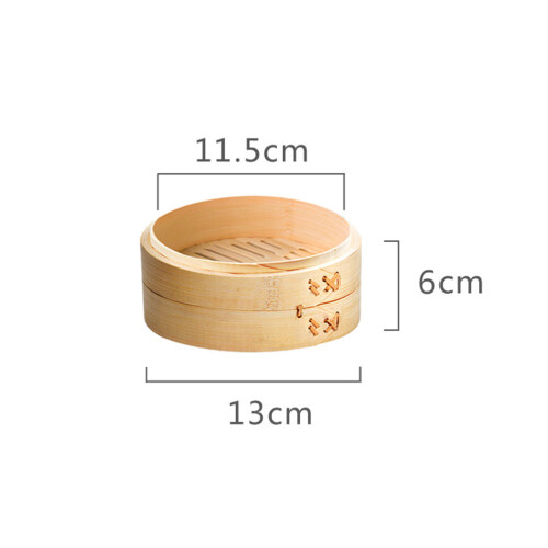 2Pcs Practical Bamboo Steamer Basket Light Brown Kitchen Use 1