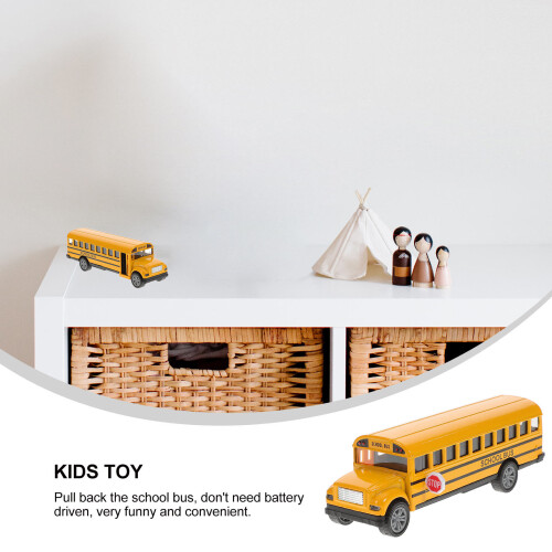 2 Pcs School Bus Model Toy Alloy Pull Back Car For Kids 1