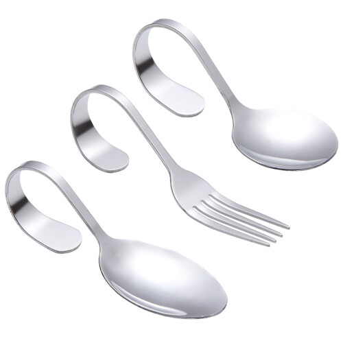 12 Pcs Curved Handle Spoons And Fork Set Stainless Steel 1