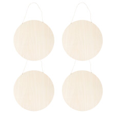 12Sets Plain Wooden Discs Beige DIY Hanging Wood Plaques for Art Craft