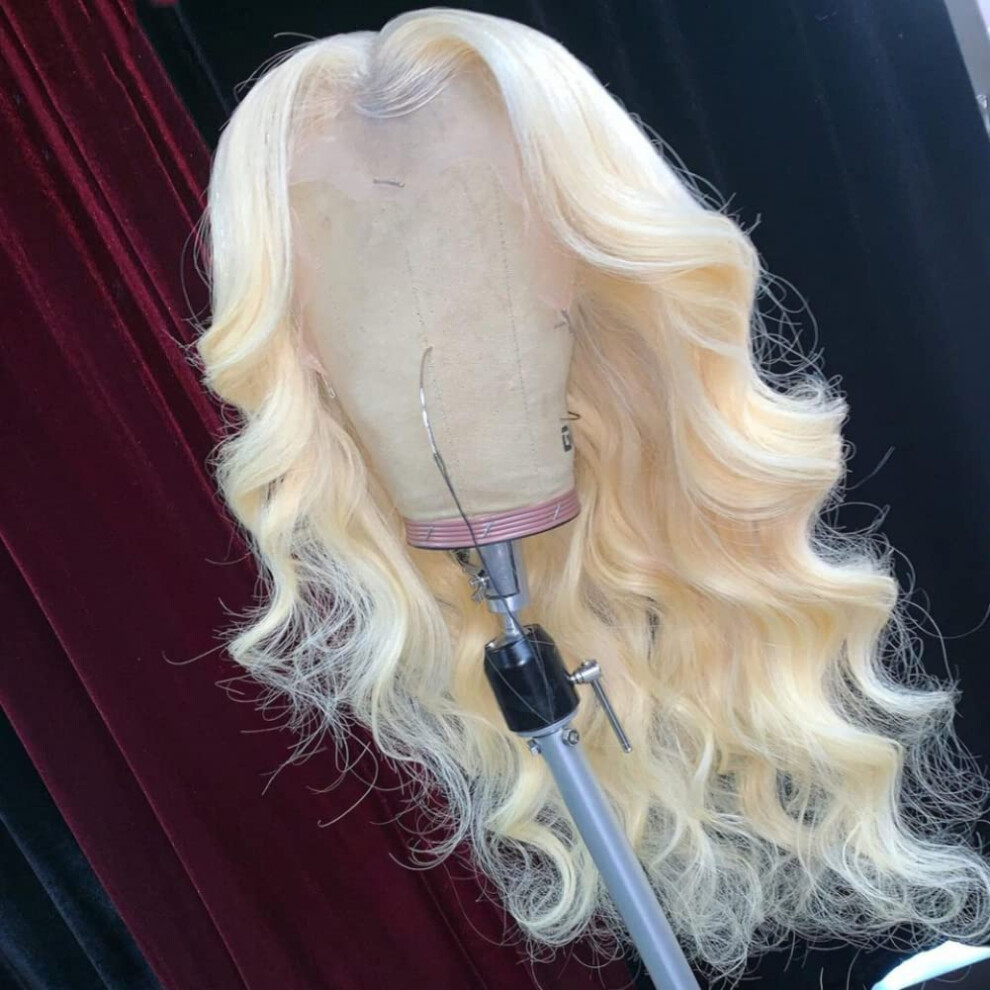 Unisex 613 Blonde Lace Front Wig Human Hair 13X6 Honey Blonde Body Wave Pre Plucked With Baby Hair 20In