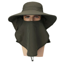 Outdoor Zonbeschermhoed Met Gezichtssluiers Anti-Fog Groen