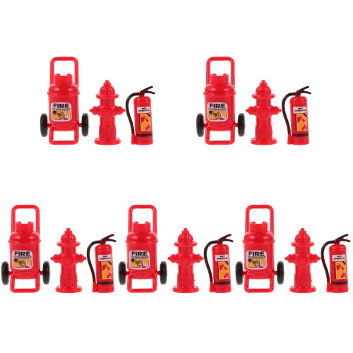 5Sets Mini Brandblusser Set Rood Plastic Voor Miniatuur Decor 2