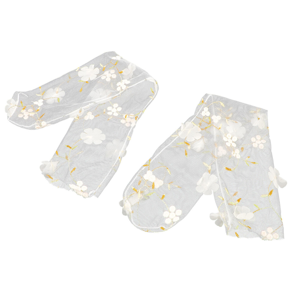 3Paren Ademend Wit Borduur Lange Comfortabel-image