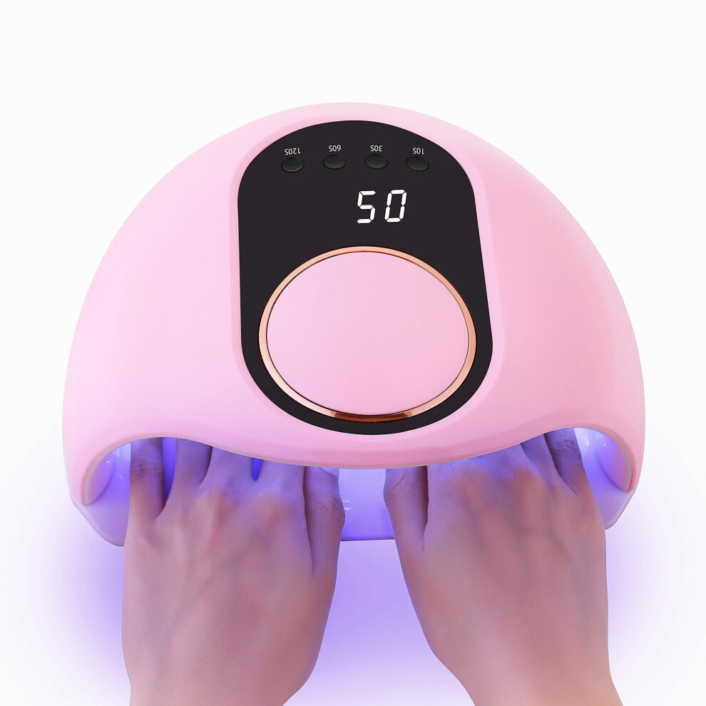 Pink 168W Professional Uv Led Nail Lamp With 10S Fast Curing, 42 Beads, Auto Sensor, 4 Timers,