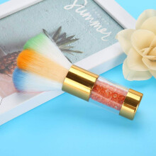 Nail Dust Brush with Golden Handle for Professional Nail Art Cleaning, Comfortable Grip