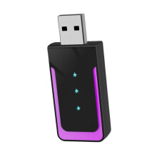 (4.74cmx2.5cmx0.51cm, Purple Pink Strip) Mini Car Media Adapter Automatic Connection Function Car Interconnection Box Purple Pink Strip