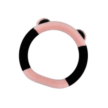 (Diameter 38cm, D Shape Black Pink) Fuzzy Steering Wheel Cover 15inch Warm Winter Soft Anti Slip Car Accessories D Shape White Pink