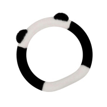 (Diameter 38cm, D Shape Black White) Fuzzy Steering Wheel Cover 15inch Warm Winter Soft Anti Slip Car Accessories D Shape White Pink