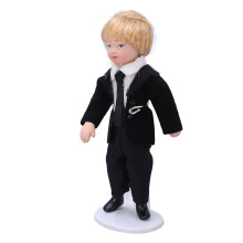 Miniaturen-Junge-Puppe im Maßstab 1:12 Keramik Stoff 12 cm Bewegliches Spielzeug