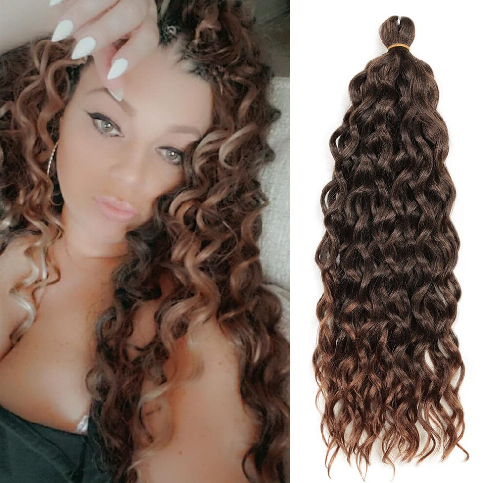 Unisex 24 Inch Ocean Wave Crochet Hair Extensions Pack Of 5, T30 Hawaii Curl Goddess Locs Boho Style
