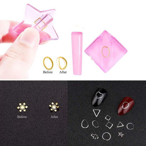 2pcs Professional Nail Art Stencil Templates Metal Frame Mold for Quick Pattern Alignment 2