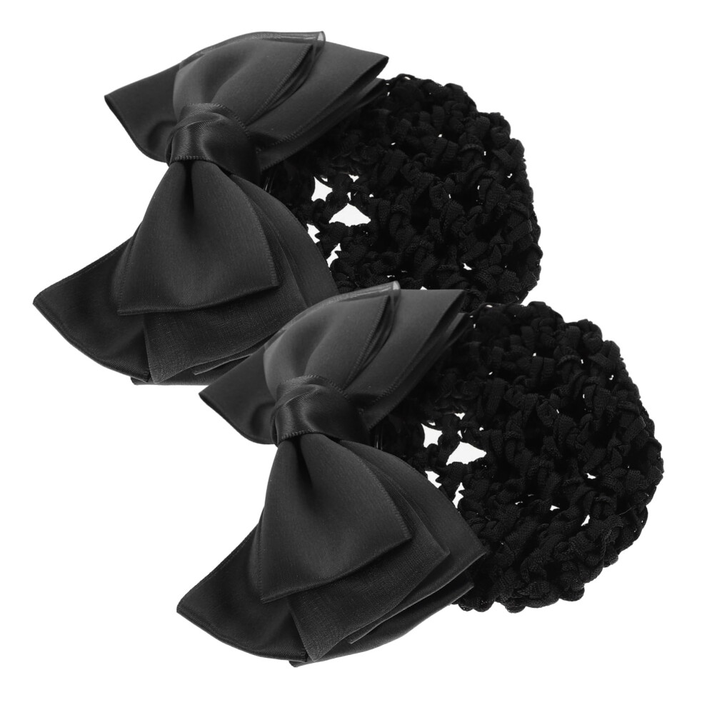 Unisex Hair Bun Net With Elegant Bow Accent, Secure Hold, Soft Fabric, 2Pcs Bun Cover For Women