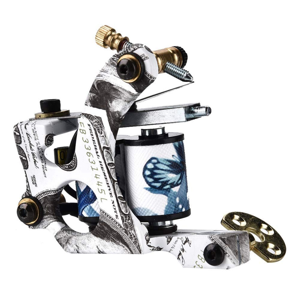 Professional Alloy Tattoo Shader Machine with 10 Wrap Coils for Precise Lining and Shading
