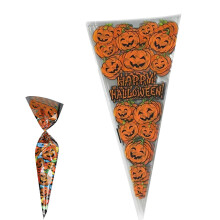 Federra100 kpl Halloween-pusseja Halloween-muovisia kirkkaita karkkipusseja välipaloille evästeiden pakkaamiseen