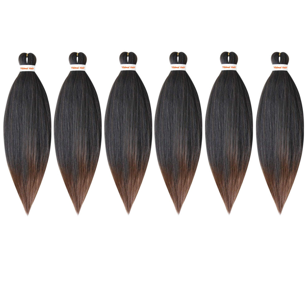 Unisex Pre Stretched Braiding Hair 20 Inch Yaki Texture Synthetic Extensions 6 Packs With Crochet Tool