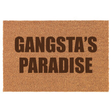 Gangsta's Paradise Block Funny Doormat Brown Natural Coir Rectangular Front Entry Non Slip Door Mat (16 in. x 24 in.)