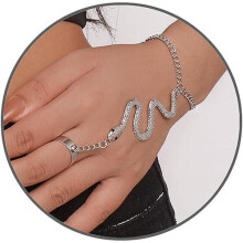 Schlangenarmband mit Handkette für Damen und Mädchen, Schmetterlings-Fingerring-Armband, Sklavenketten-Handgeschirr-Armband, Spinnenring-Schlange