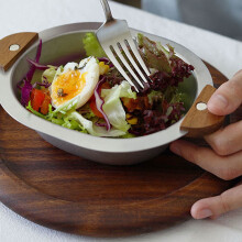 capino Rice Bowl, Korean Stainless Steel Rice Bowl, Walnut Handle Salad Bowl, Korean Students Dessert Bowl, Ins Bear Breakfast Bowl