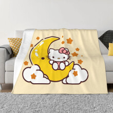 Couverture Hello Kitty en flanelle polaire, jeté de lit ultra doux, confortable et chaud pour canapé, salon et chambre - 203 x 152 cm
