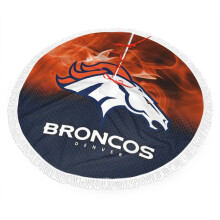 Jupe de sapin de Noël en peluche Broncos - Décoration d'équipe de football américain, couleurs vives, installation facile, cadeau idéal pour les