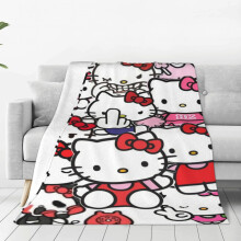 Couverture Hello Kitty légère et confortable pour canapé et lit, en flanelle polaire microfibre ultra douce, idéale pour les voyages et toutes