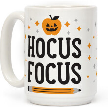 LookHUMAN Hocus Focus White 15 Ounce Ceramic Coffee Mug