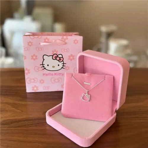 Κολιέ Hello Kitty Cat Kitten με ασημί ζιρκόνιο Pave