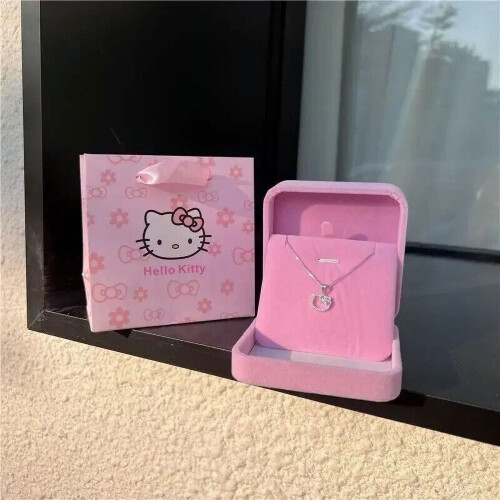 Κολιέ Hello Kitty Cat Kitten με ασημί ζιρκόνιο Pave 1