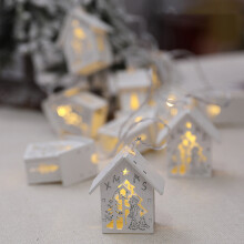 Guirlande lumineuse LED en bois en forme de flocons de neige, compatible avec la décoration extérieure, maison creuse, décorations de Noël