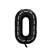 Ballon chiffre gonflable géant à rayures noires et blanches de 101,6 cm (40 pouces), sur pied, de 0 à 9, thème automobile, en aluminium.