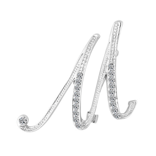 Welling1Pc Μοντέρνα Unisex Καρφίτσα με Στρας και Αγγλικά Γράμματα του Αλφαβήτου AZ