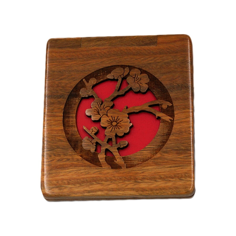 Guangmc Vintage Wooden Handheld Folding Makeup Mirror - Style 2