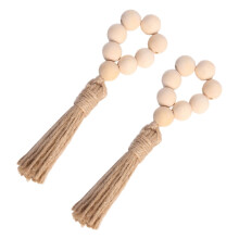 Porte-serviettes mural à pompon en bois avec perles, pour guirlande de table et décoration de mariage (2 pièces)